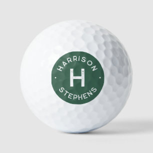 Simple initial and name green bachelor party golf balls