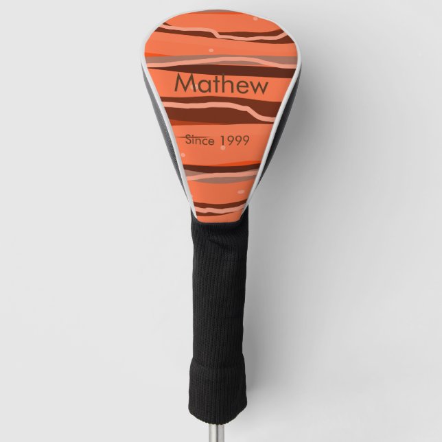 simple initial letter monogram add name brown art golf head cover (Front)