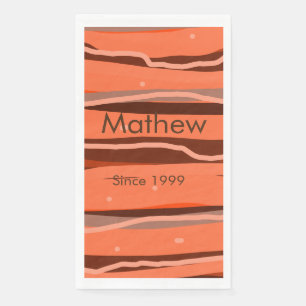 simple initial letter monogram add name brown art napkin