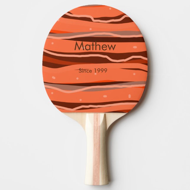 simple initial letter monogram add name brown art ping pong paddle (Front)