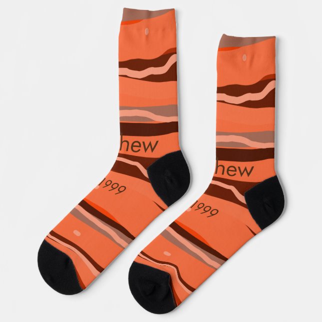 simple initial letter monogram add name brown art socks (Left)