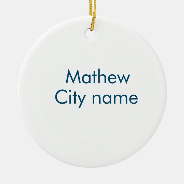 simple initial letter monogram add your name lett  ceramic tree decoration (Front)