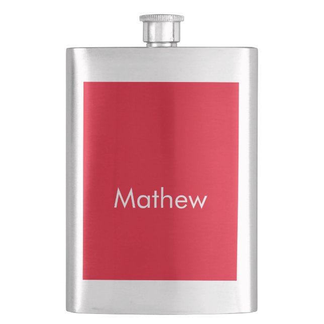 simple initial letter monogram add your name lett  hip flask (Front)