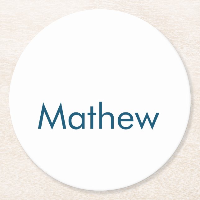 simple initial letter monogram add your name lett  round paper coaster (Front)