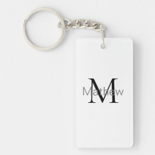 simple initial letter monogram add your name lette key ring