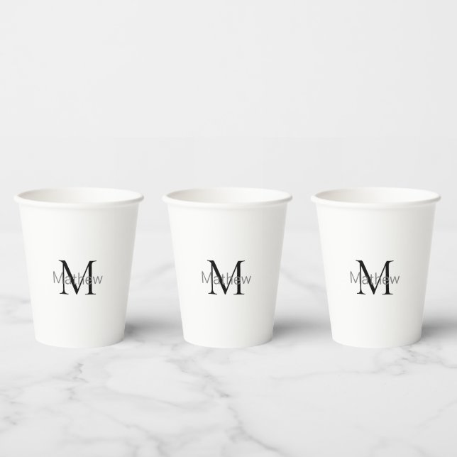simple initial letter monogram add your name lette paper cups (Multi)