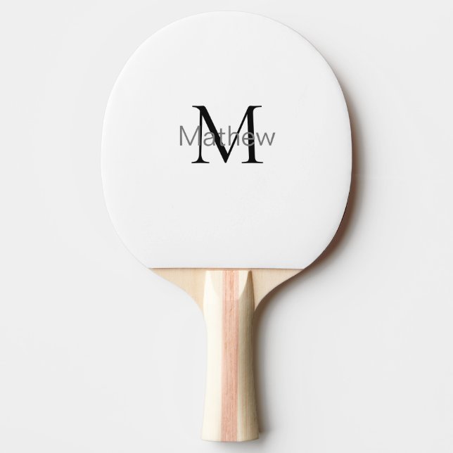simple initial letter monogram add your name lette ping pong paddle (Front)