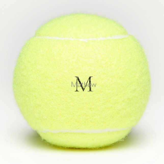 simple initial letter monogram add your name lette tennis balls (Front)