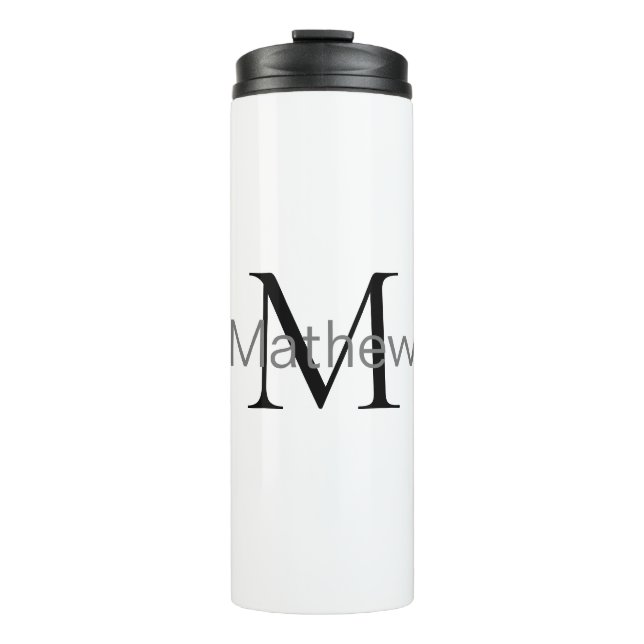 simple initial letter monogram add your name lette thermal tumbler (Front)