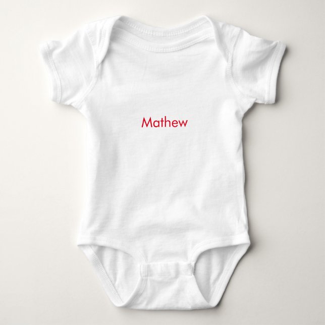 simple initial letter monogram add your name red b baby bodysuit (Front)