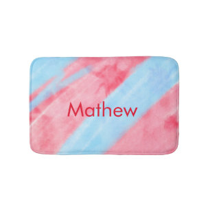 simple initial letter monogram add your name red b bath mat