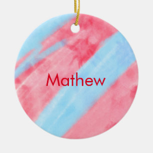 simple initial letter monogram add your name red b ceramic tree decoration