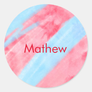 simple initial letter monogram add your name red b classic round sticker
