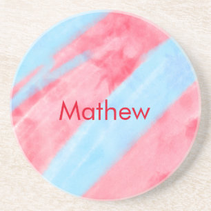 simple initial letter monogram add your name red b coaster