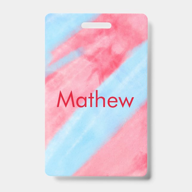 simple initial letter monogram add your name red b ID badge (Front)