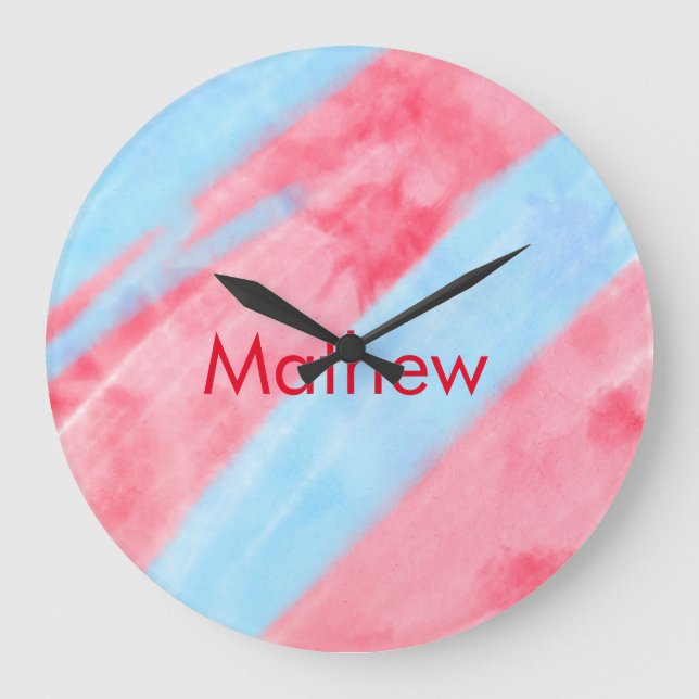 simple initial letter monogram add your name red b large clock (Front)