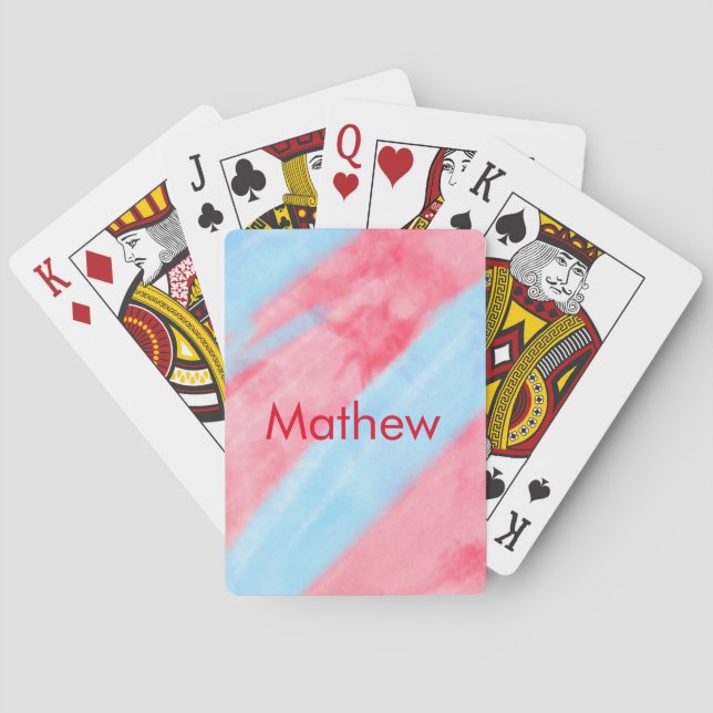 simple initial letter monogram add your name red b playing cards (Back)