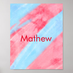 simple initial letter monogram add your name red b poster