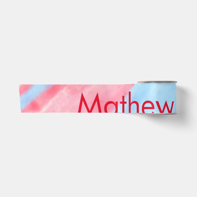 simple initial letter monogram add your name red b satin ribbon (Front)