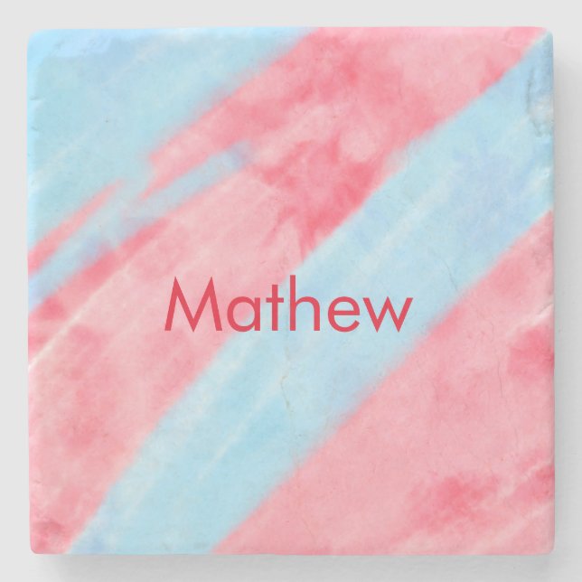 simple initial letter monogram add your name red b stone coaster (Front)