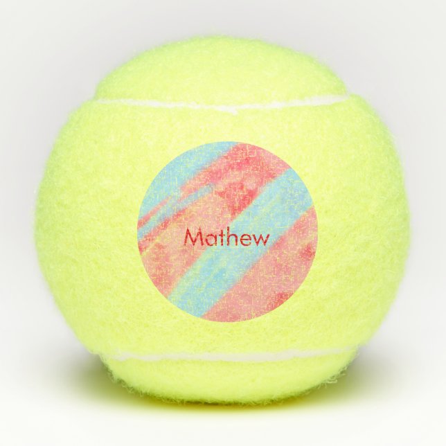 simple initial letter monogram add your name red b tennis balls (Front)