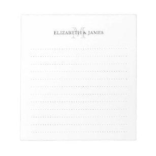 Simple Initial Monogram Couple Names Dotted Lines Notepad