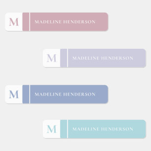 Simple Initial Pastel Colour Waterproof Kids Name