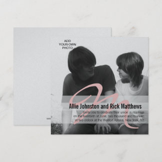Simple Initial Photo Wedding Invitation Silver