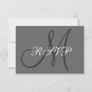 Simple Initial Wedding RSVP Grey