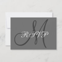 Simple Initial Wedding RSVP Grey