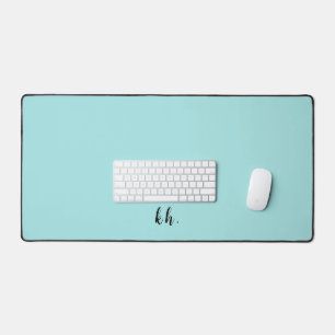 Simple Initials Elegant Cursive Script Light Blue Desk Mat