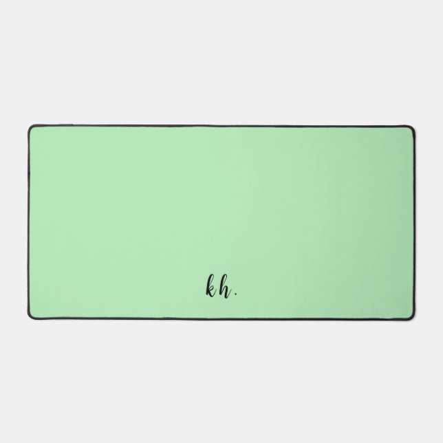 Simple Initials Elegant Cursive Script Light Green Desk Mat (Front)