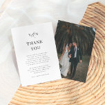 Simple Initials Elegant Wedding Photo Thank You<br><div class="desc">Simple wedding thank you cards with a custom photo and your initials. This simple, elegant, modern photo wedding design features the couple's initials in bold capitals, with a script calligraphy ampersand between them. Made to match our "Simple Initials Elegant Calligraphy Photo Wedding" invitations. View the collection linked on this page...</div>