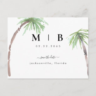 Simple Initials Tropical Wedding Save the Date   Announcement Postcard