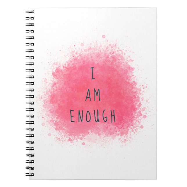 Simple Inspiring I Am Enough Affirmation Quote Notebook (Front)