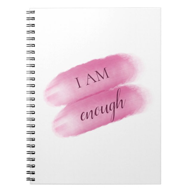 Simple Inspiring Quote I Am Enough Affirmation Notebook (Front)