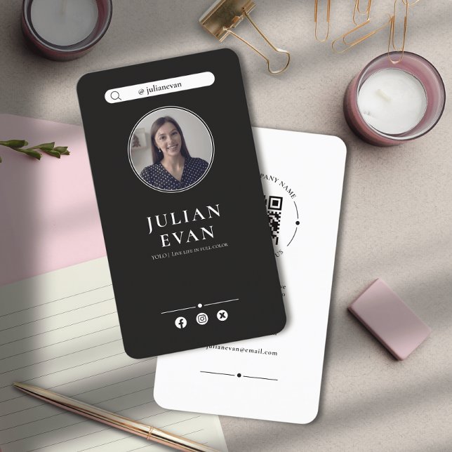 Simple Instagram Professional Black Business Card (Creator Uploaded)