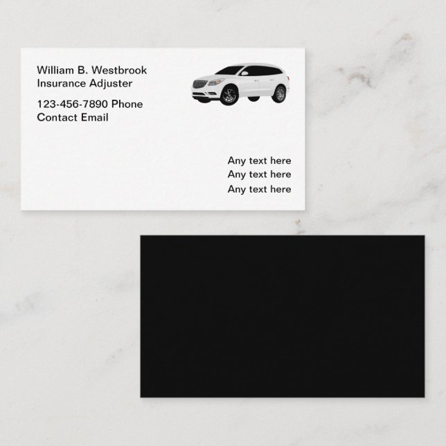 Simple Insurance Adjuster Modern Business Cards (Front/Back)
