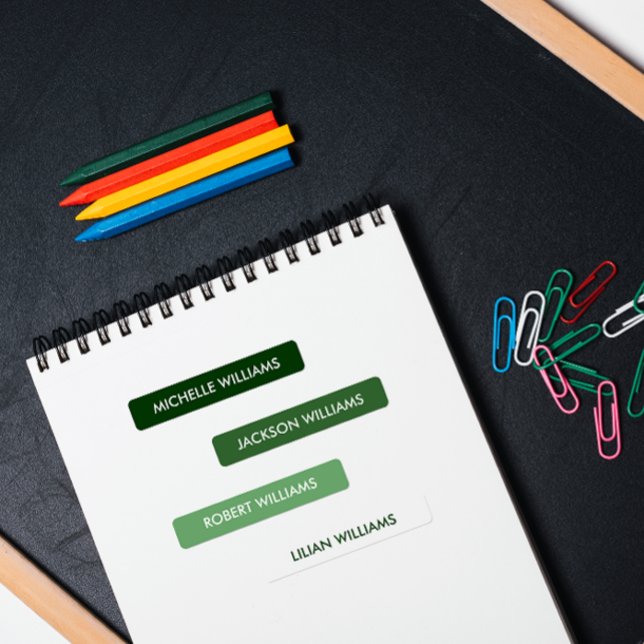 Simple Intense Green white  Scale Kids Name (Intense Green Labels: Ideal for Baby, Pre-K, and Primary School. Keep Your Items Safe & Stylish!")