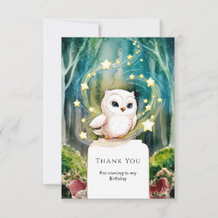 Simple Into the Woods Owl Birthday Thank You Card