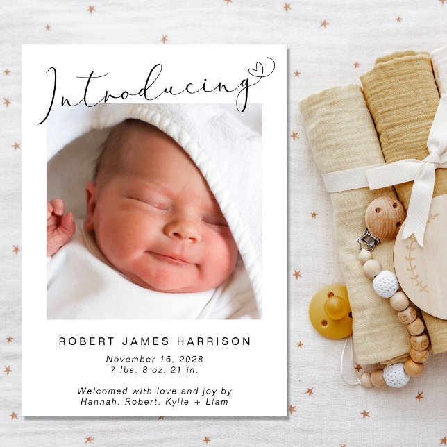 Simple Introducing Photos  Baby Birth Announcement (Announce the arrival of your precious baby in a way that is as beautiful and unique as they are)