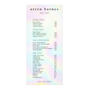 Simple Iridescent  Salon Price List Service Menu