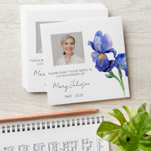 Simple Iris Photo Funeral Seed Envelope
