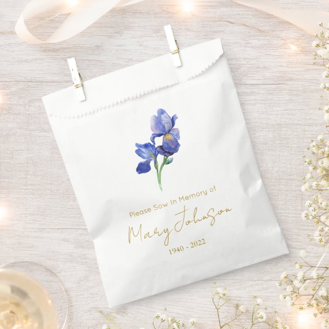 Simple Iris Seed packet Funeral  Favour Bags (Clipped)