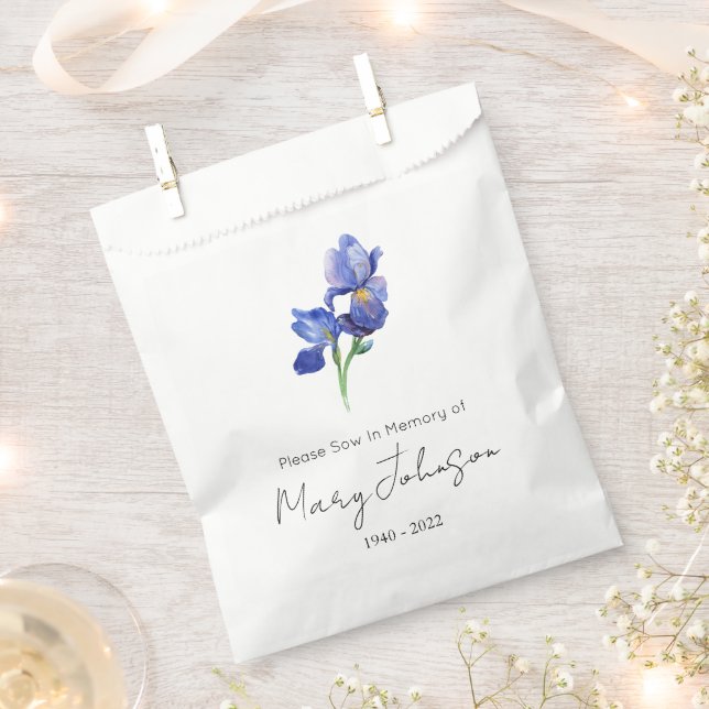 Simple Iris Seed packet Funeral  Favour Bags (Clipped)