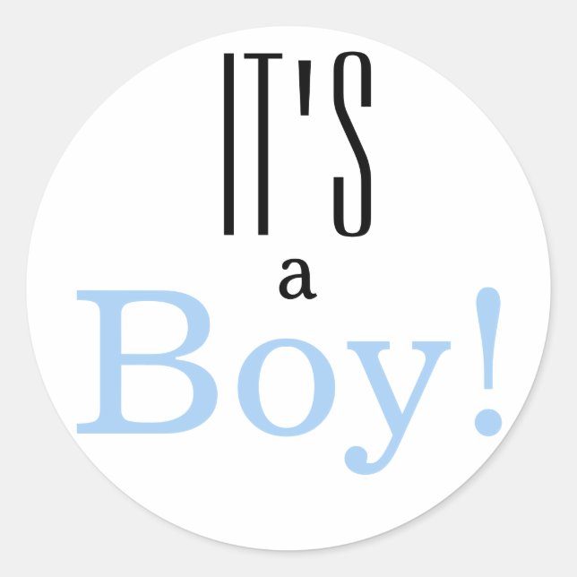 Simple It's a Boy! Baby Shower Sticker (Front)