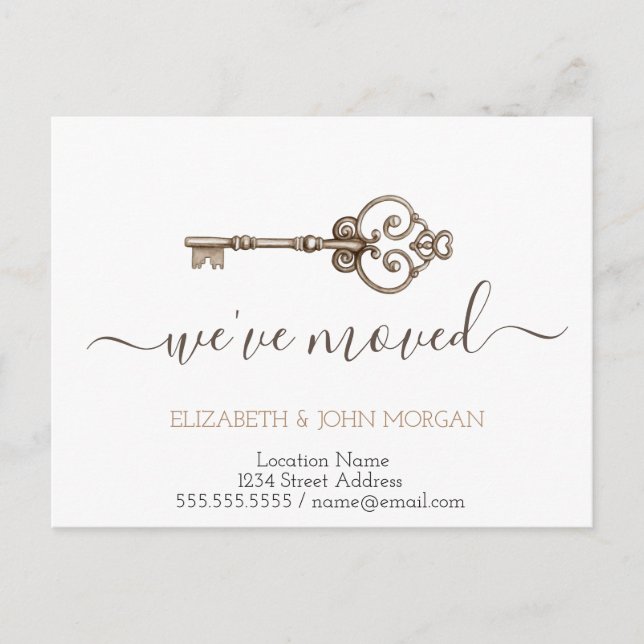 Simple I've Moved Key New Address Announcement Postcard (Front)