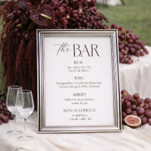 Simple Ivory and Brown Wedding Bar  Poster