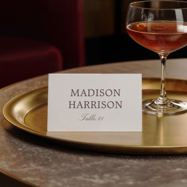 Simple Ivory and Brown Wedding Place Card DIY (Creator Uploaded)