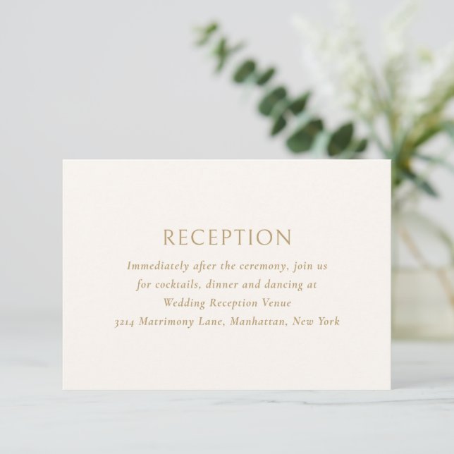 Simple Ivory and Gold Modern Wedding Enclosure Card (Standing Front)